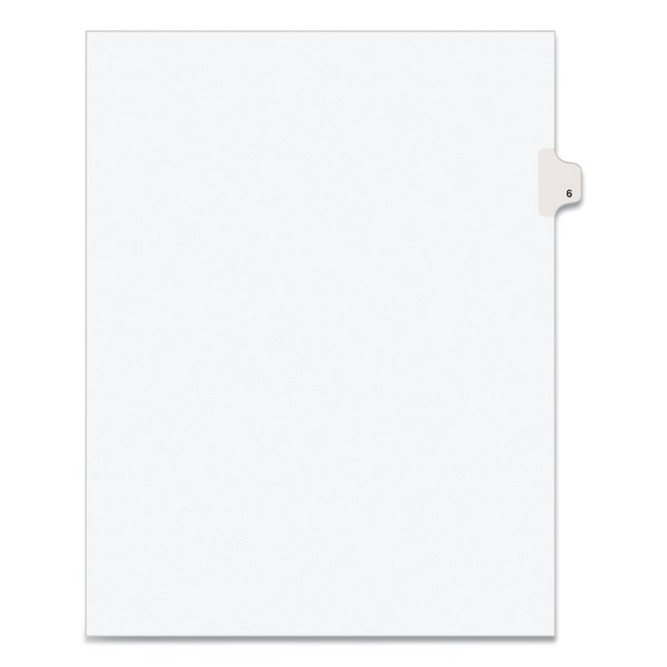 Avery Dennison Numerical Index Tab 8-1/2 x 11", #6, White, PK25 11916